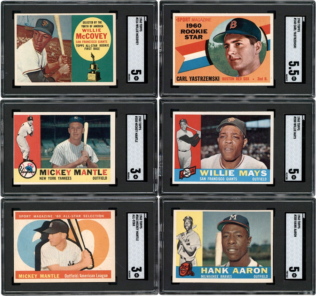 - 1960 Topps Baseball Near-Complete Set w/SGC Keys (521/572)