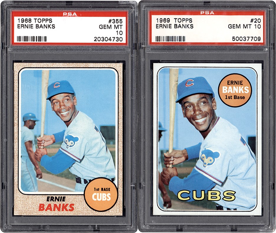 Baseball and Trading Cards - 968 & 1969 Topps Ernie Banks PSA GEM MINT 10 Lot