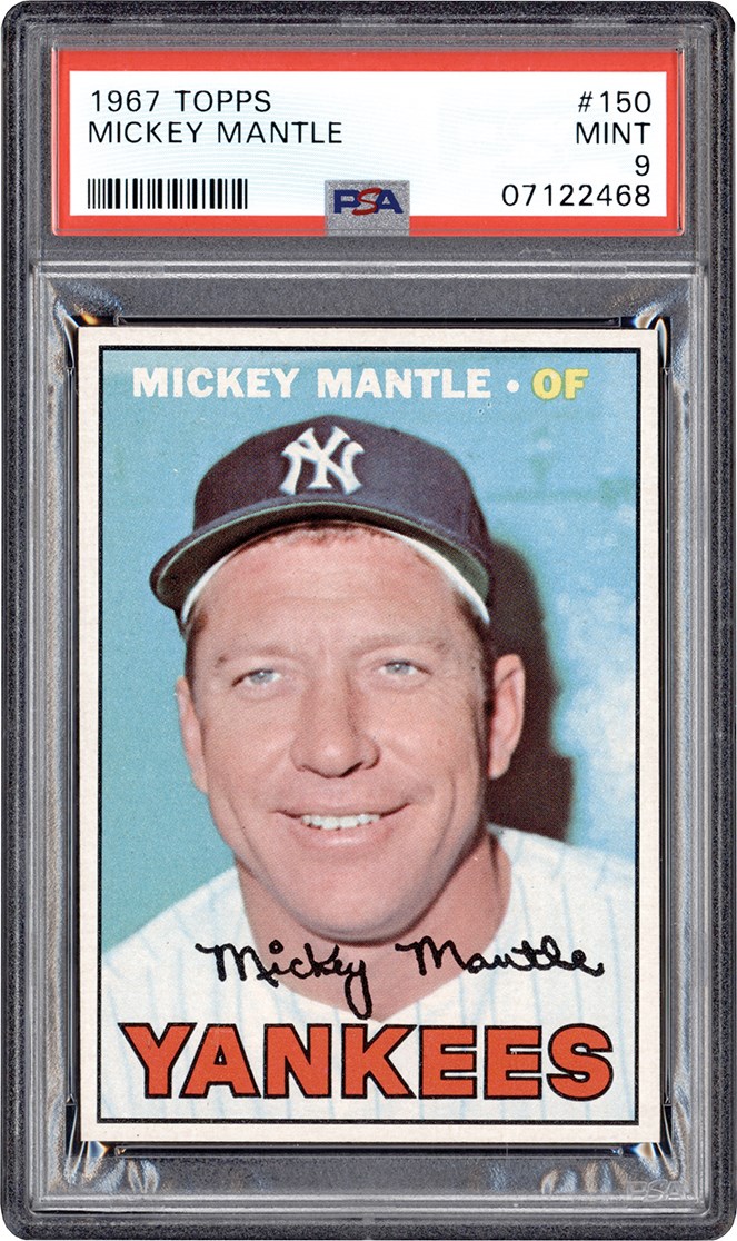 Baseball and Trading Cards - 967 Topps #150 Mickey Mantle PSA MINT 9