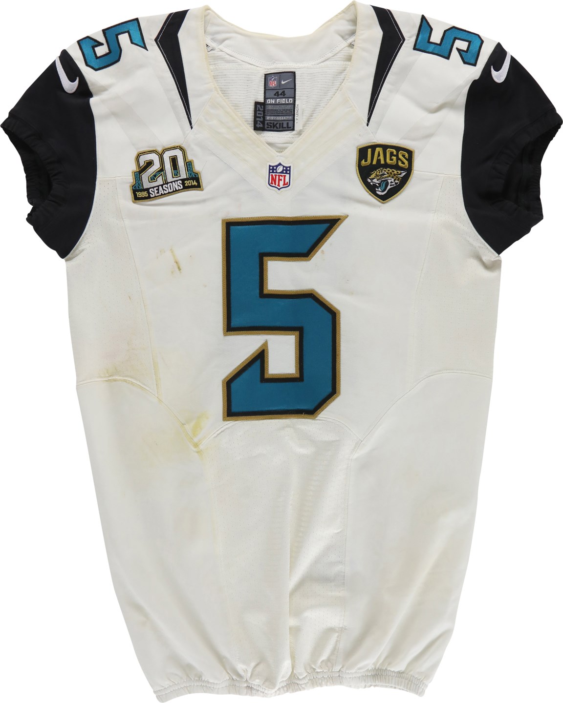 - 2014 Blake Bortles Professional Debut Jacksonville Jaguars Signed Game Worn Jersey (Photo-Matched to Two Games)