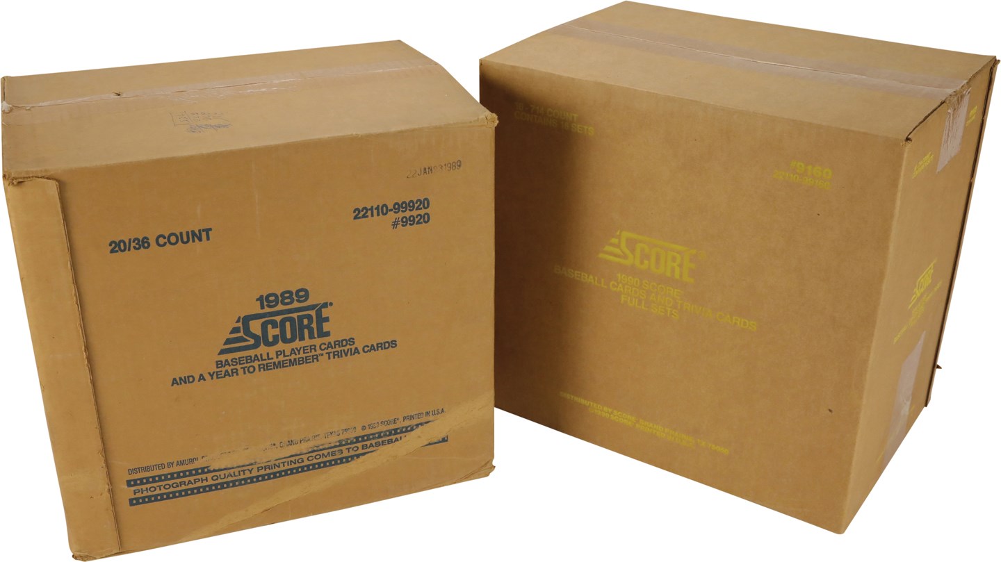 - 1989 Score Baseball Wax Box Case and 1990 Score Baseball Factory Set Sealed Case (2)