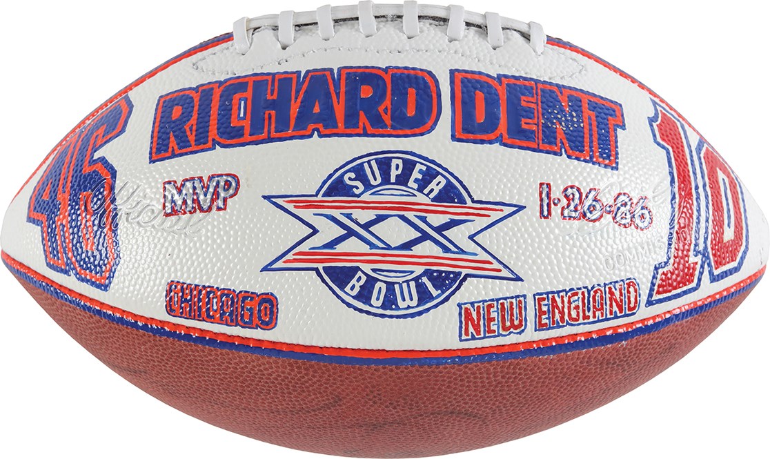 - 1986 Richard Dent Chicago Bears Super Bowl XX MVP Hand-Painted Football