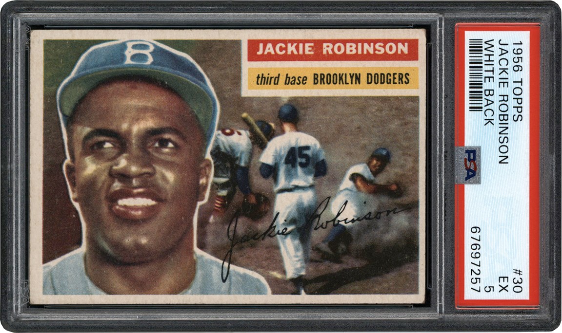 - 956 Topps Baseball #30 Jackie Robinson Card PSA EX 5