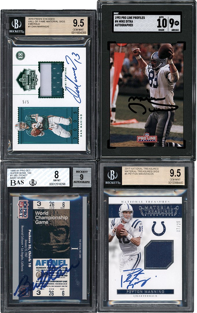 - 1990-2019 Football HOFers Graded Auto Card Collection (4)