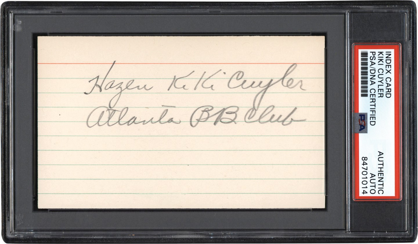 - KiKi Cuyler Signed Index Card (PSA)