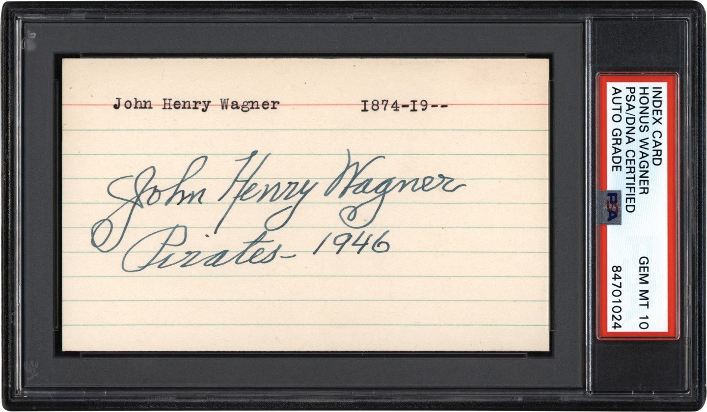 - Honus Wagner Signed Index Card -  Rare "John Henry Wagner" Signature PSA GEM MINT 10