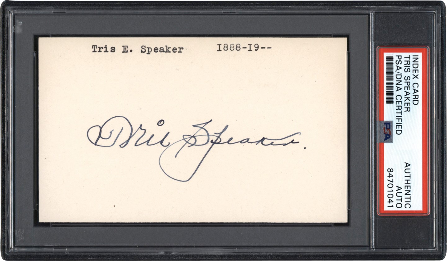 - Tris Speaker Signed Index Card (PSA)