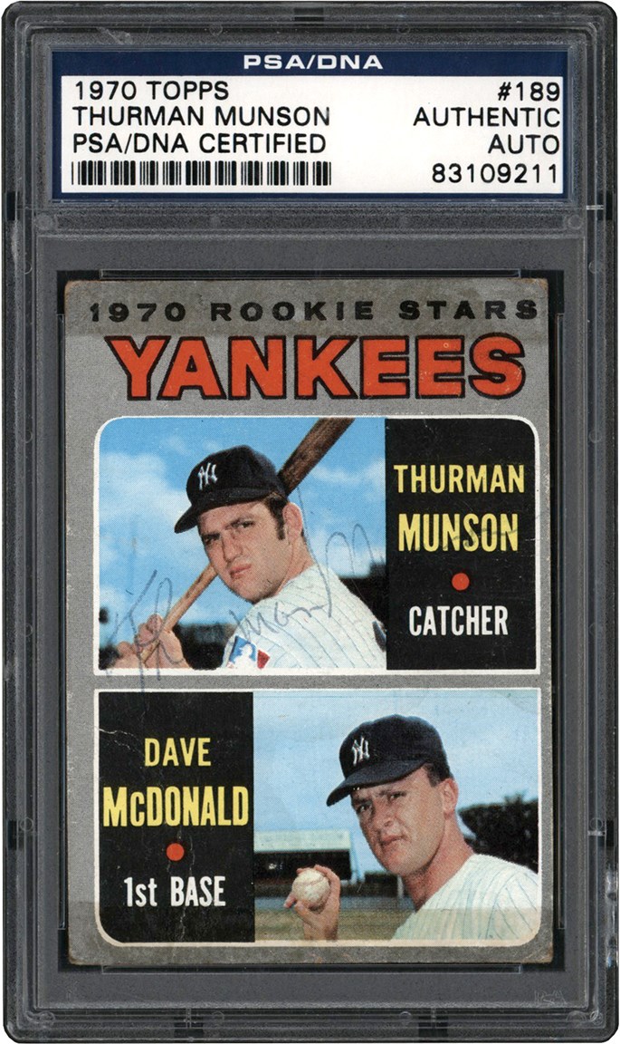 - Signed 970 Topps #189 Thurman Munson Rookie Card PSA (Pop 1 of 4)