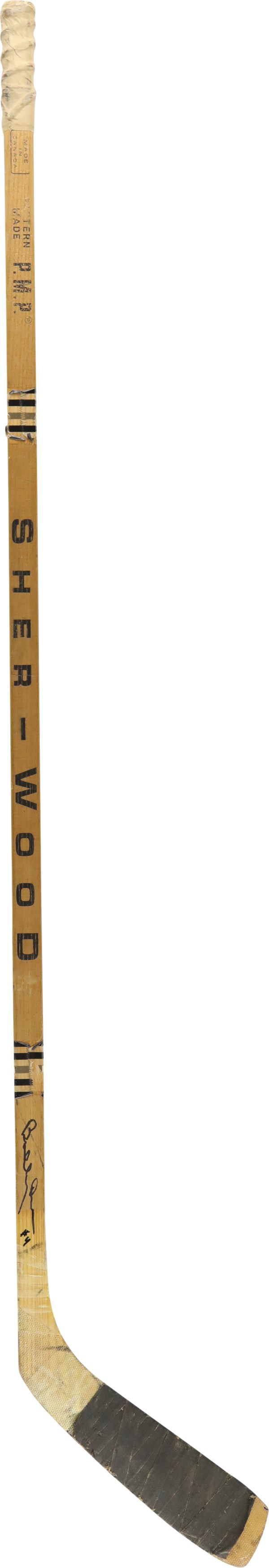 - 1972-73 Rare Bobby Orr Signed Game Used Sherwood Stick (PSA)