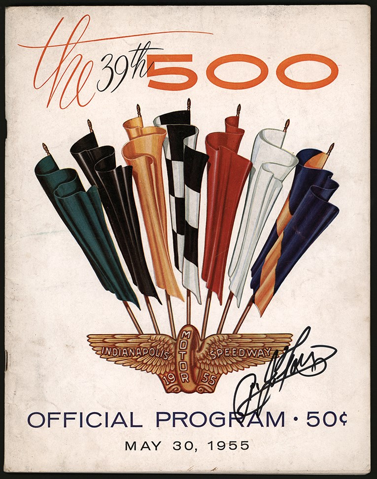 Olympics and All Sports - 1955 Indianapolis 500 Program Signed by AJ Foyt