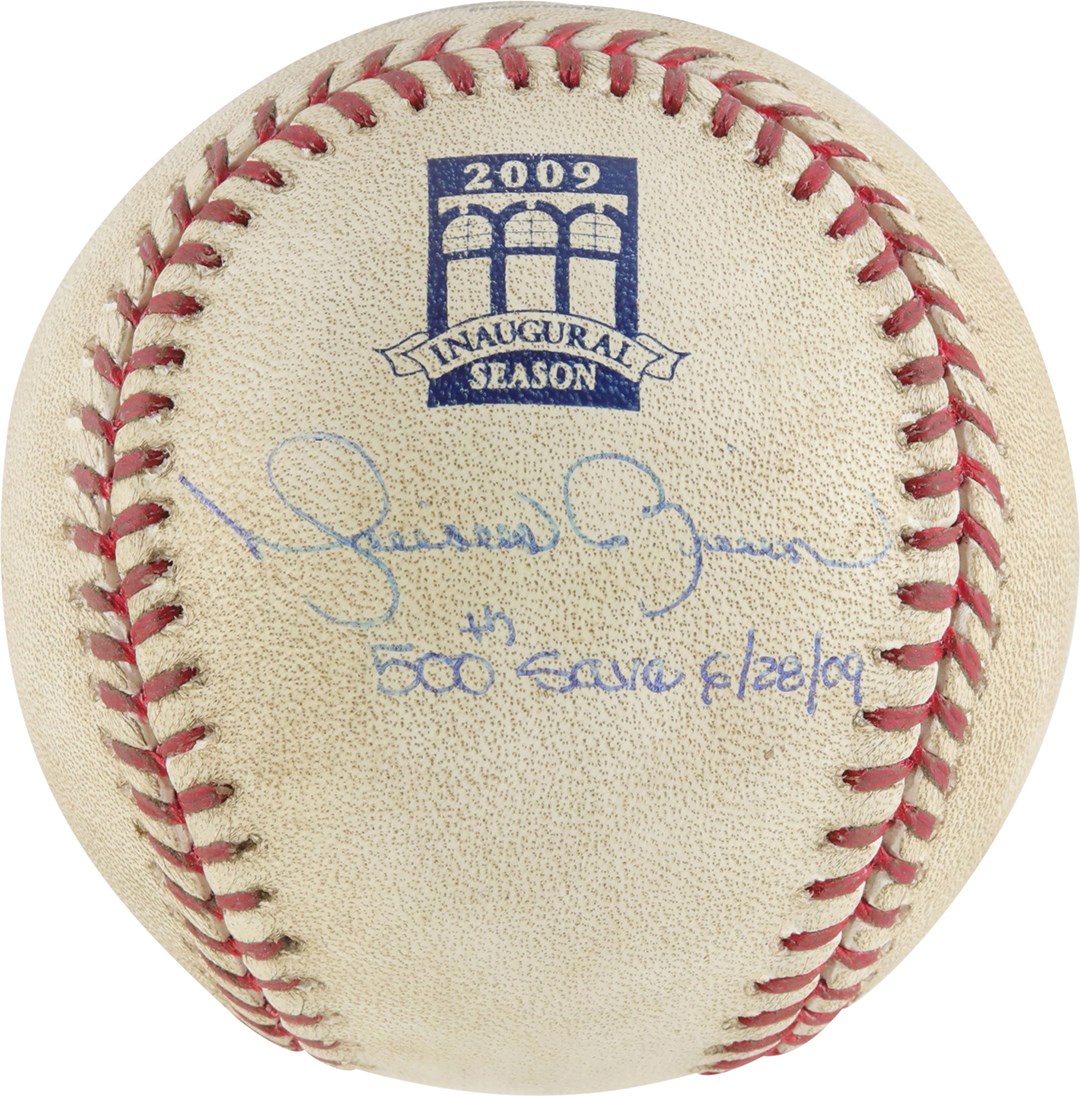 - 6/28/09 Mariano Rivera Signed Game Used Baseball from 500th Save Game