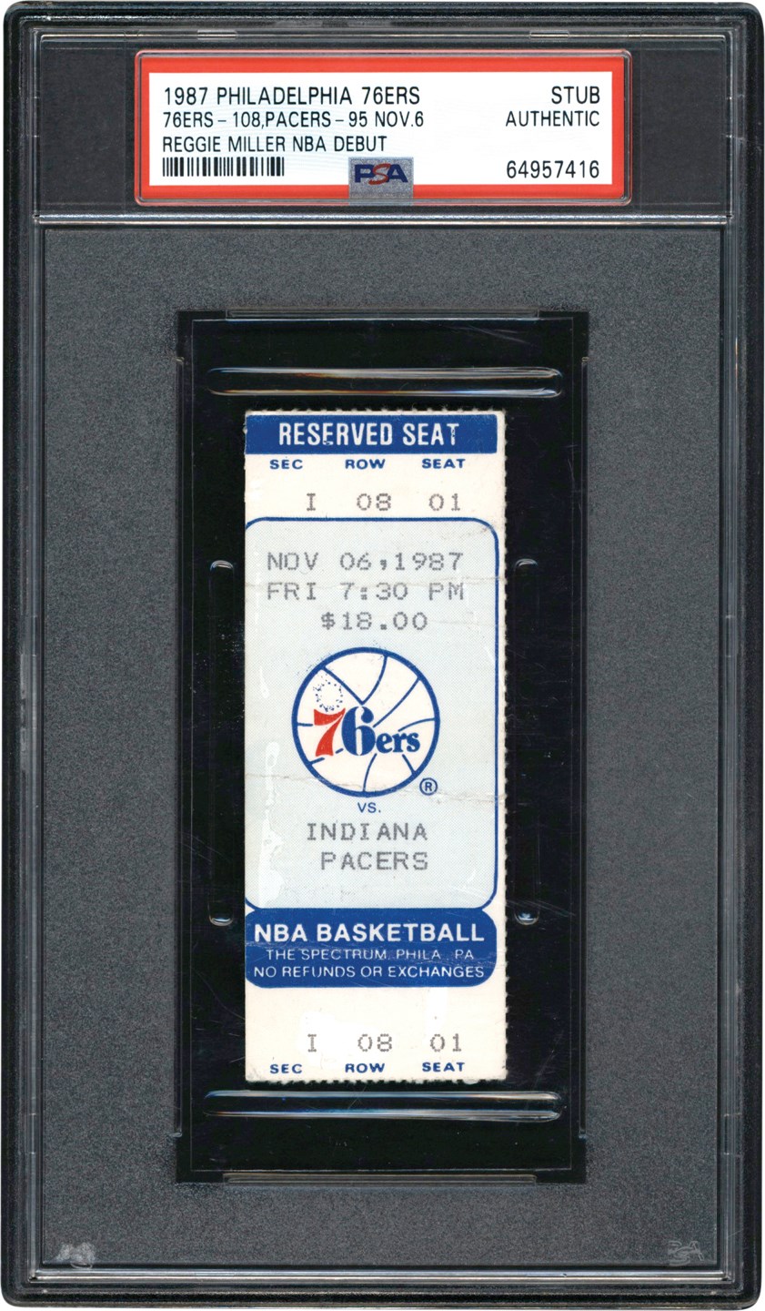 - 1987 Reggie Miller NBA Debut Ticket Stub PSA Authentic (One of Three Known)