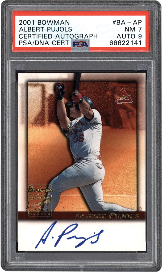 - 2001 Bowman Baseball #BA-AP Albert Pujols Rookie Autograph Card PSA NM 7 Auto 9