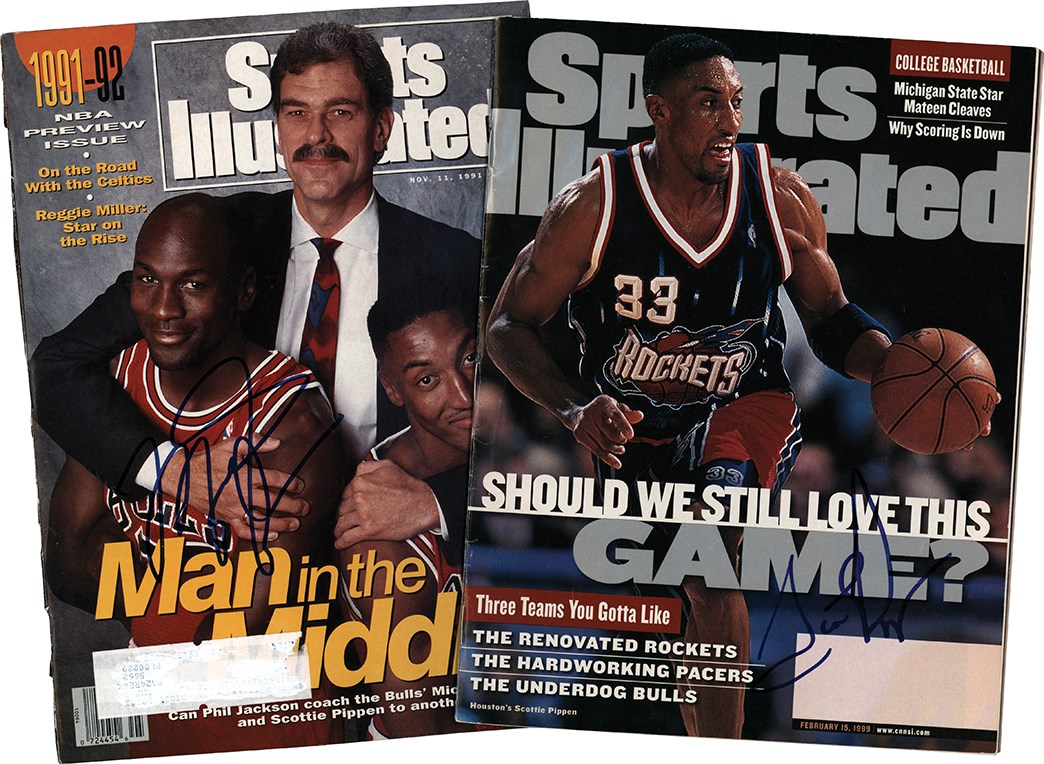 - Michael Jordan & Scottie Pippen Signed Sports Illustrated Cover and Magazine (PSA)