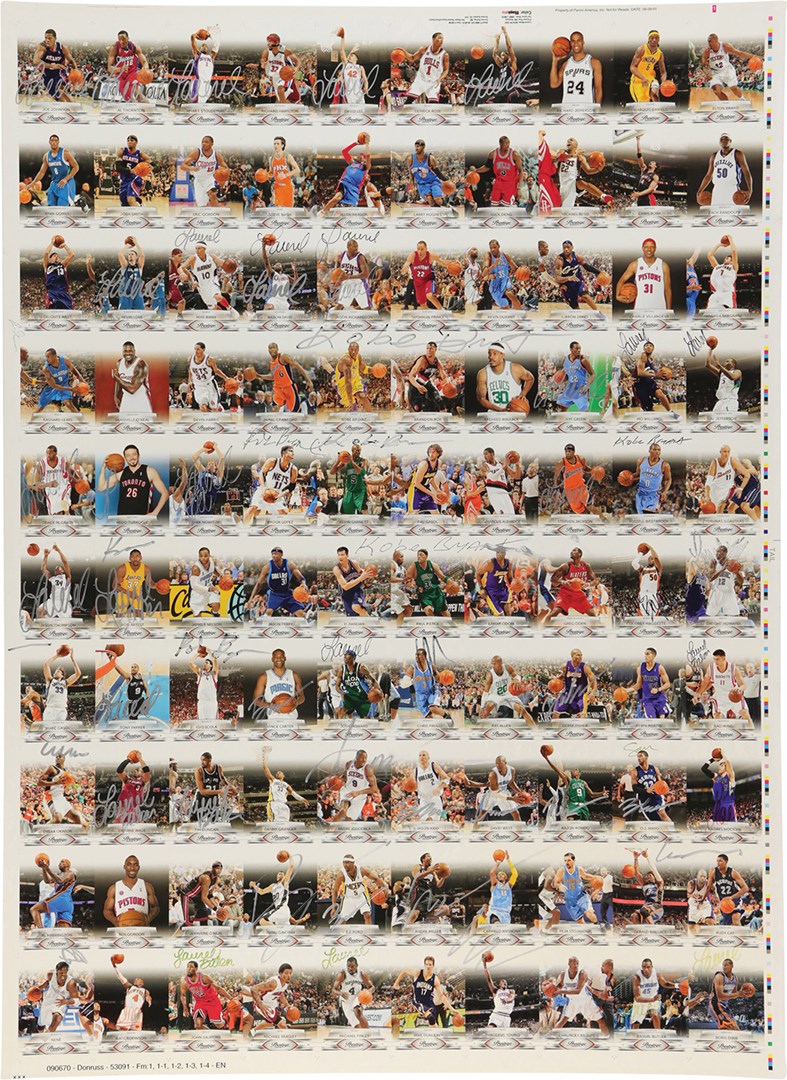 Basketball Cards - 2009-10 Panini Uncut Sheet with Kobe, Wade, Shaq, Duncan, Ray Allen - Only Known Example