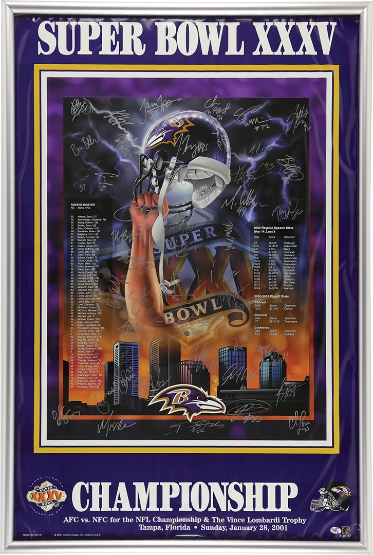 Football - 2000 Baltimore Ravens Super Bowl Champions Team-Signed Poster