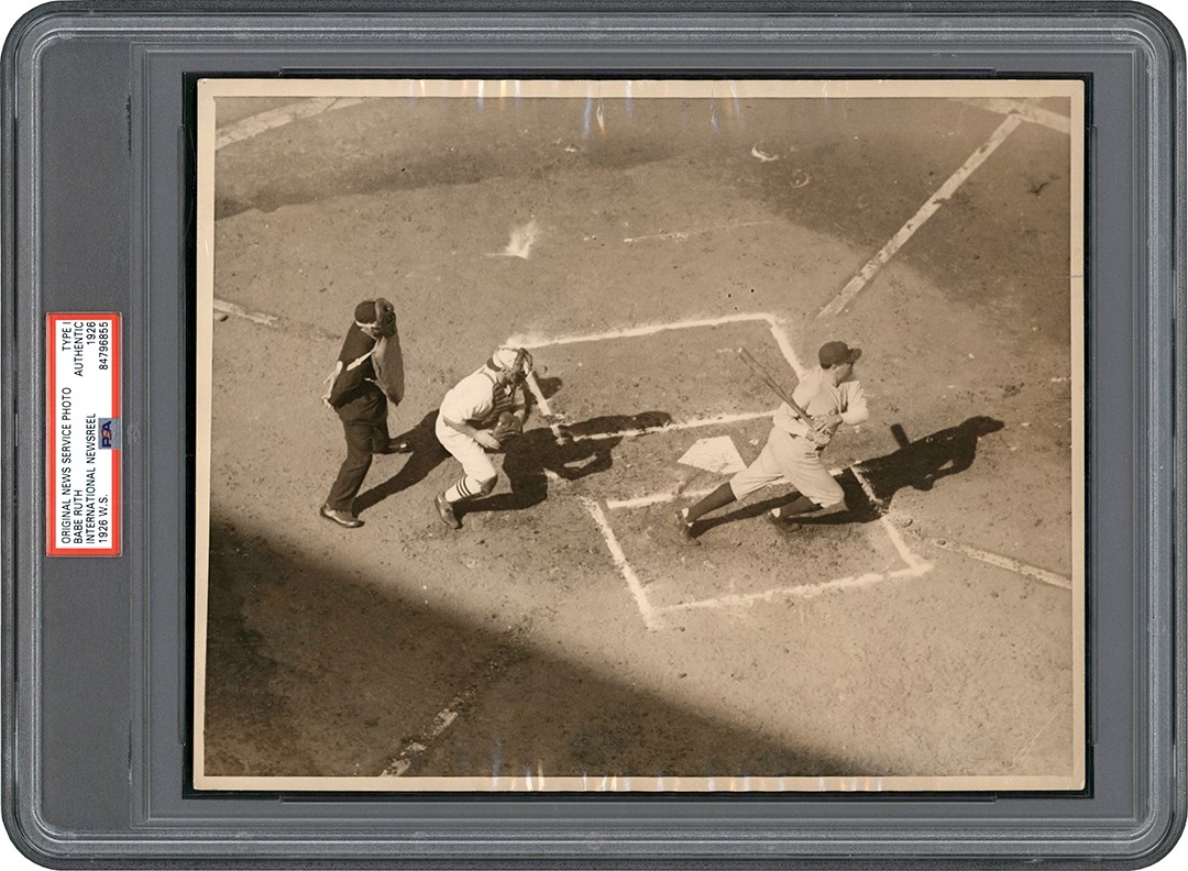 Vintage Sports Photographs - 1926 Babe Ruth World Series Photograph - At the Plate (PSA Type I)