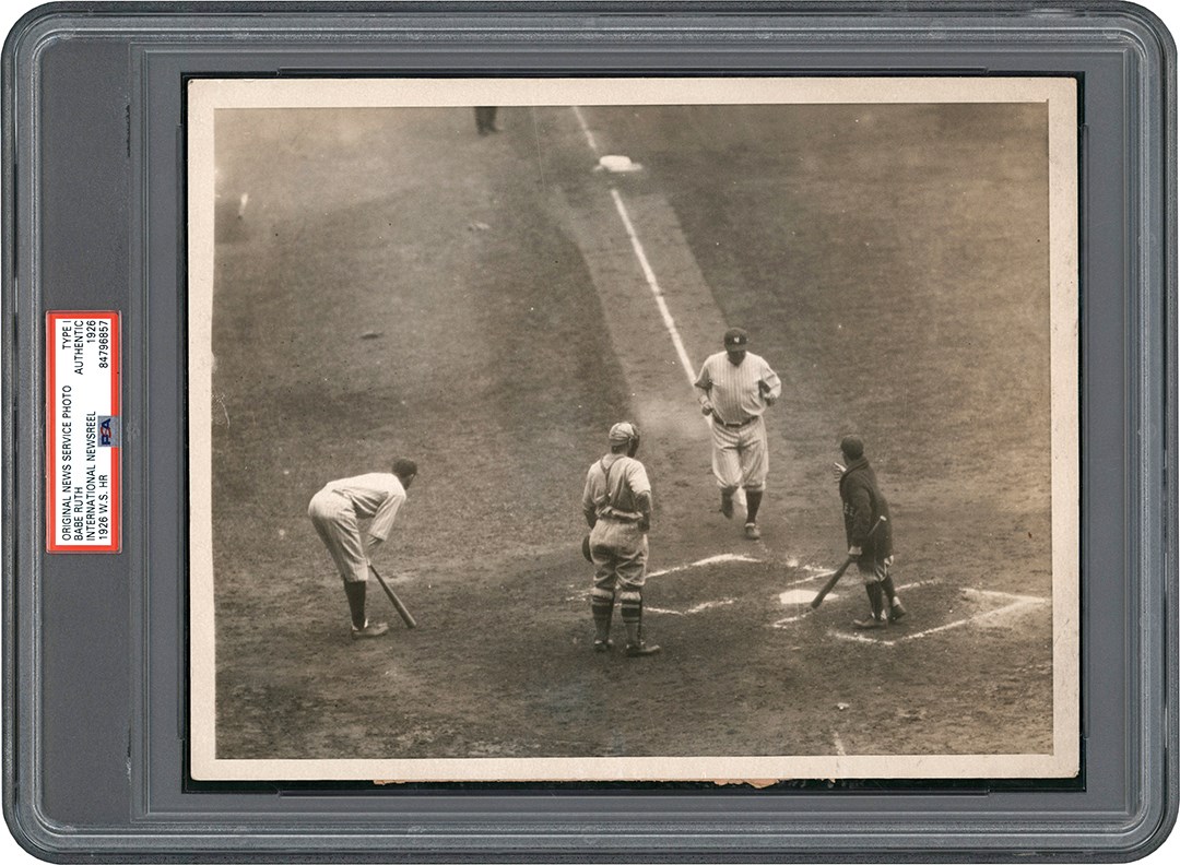 Vintage Sports Photographs - 1926 Babe Ruth World Series Photograph - Home Run Trot (PSA Type I)