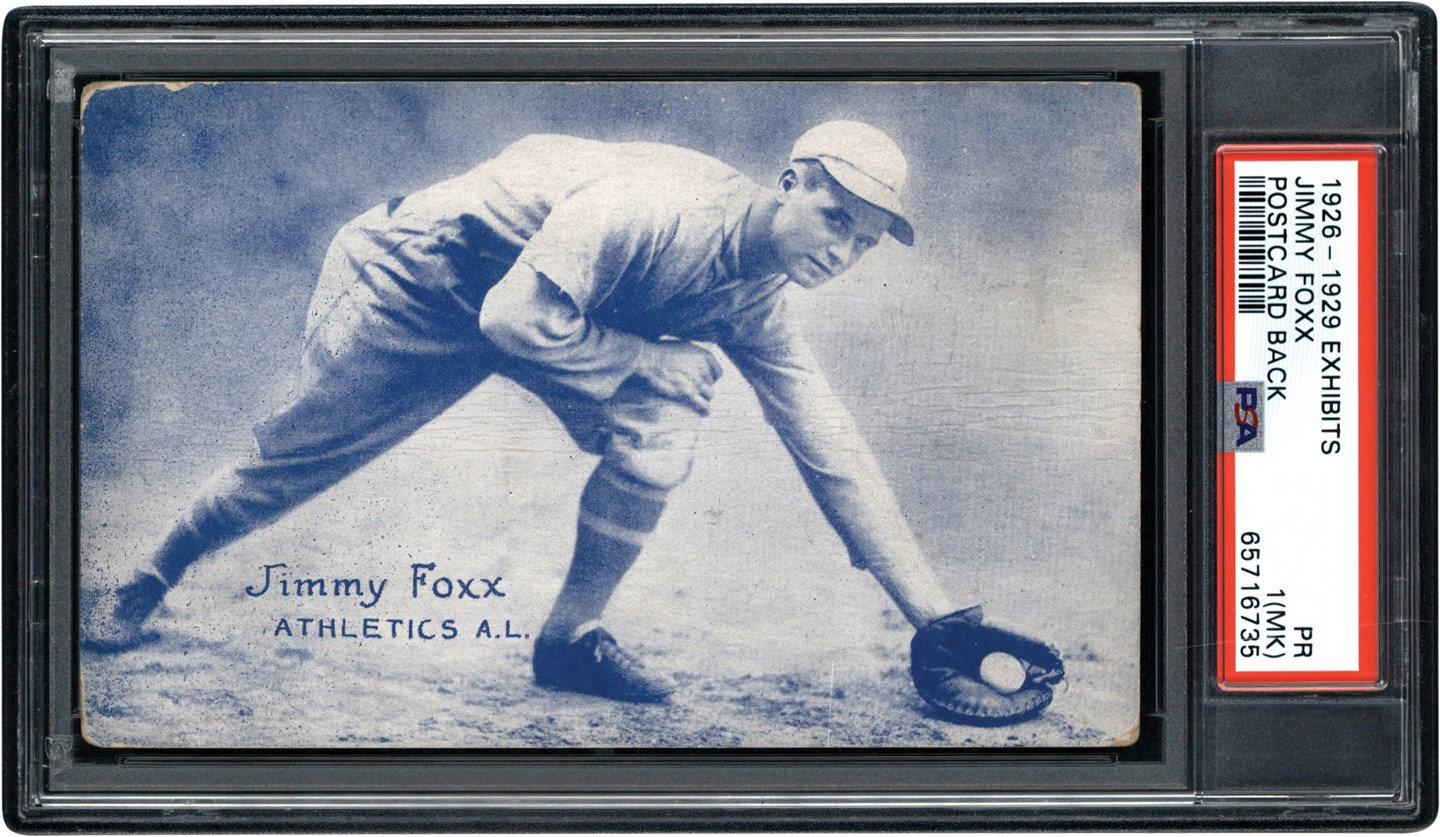 - 1926-29 Exhibit Postcard Back Jimmie Foxx Rookie PSA 1 (MK)