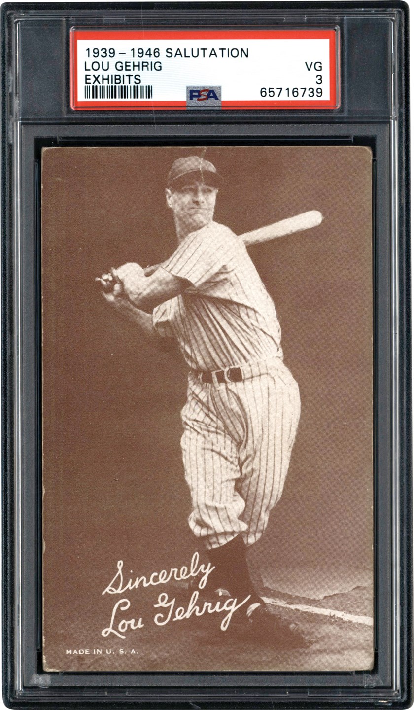 - 1939-46 Salutation Exhibits Lou Gehrig PSA VG 3 - Last Card as an Active Player