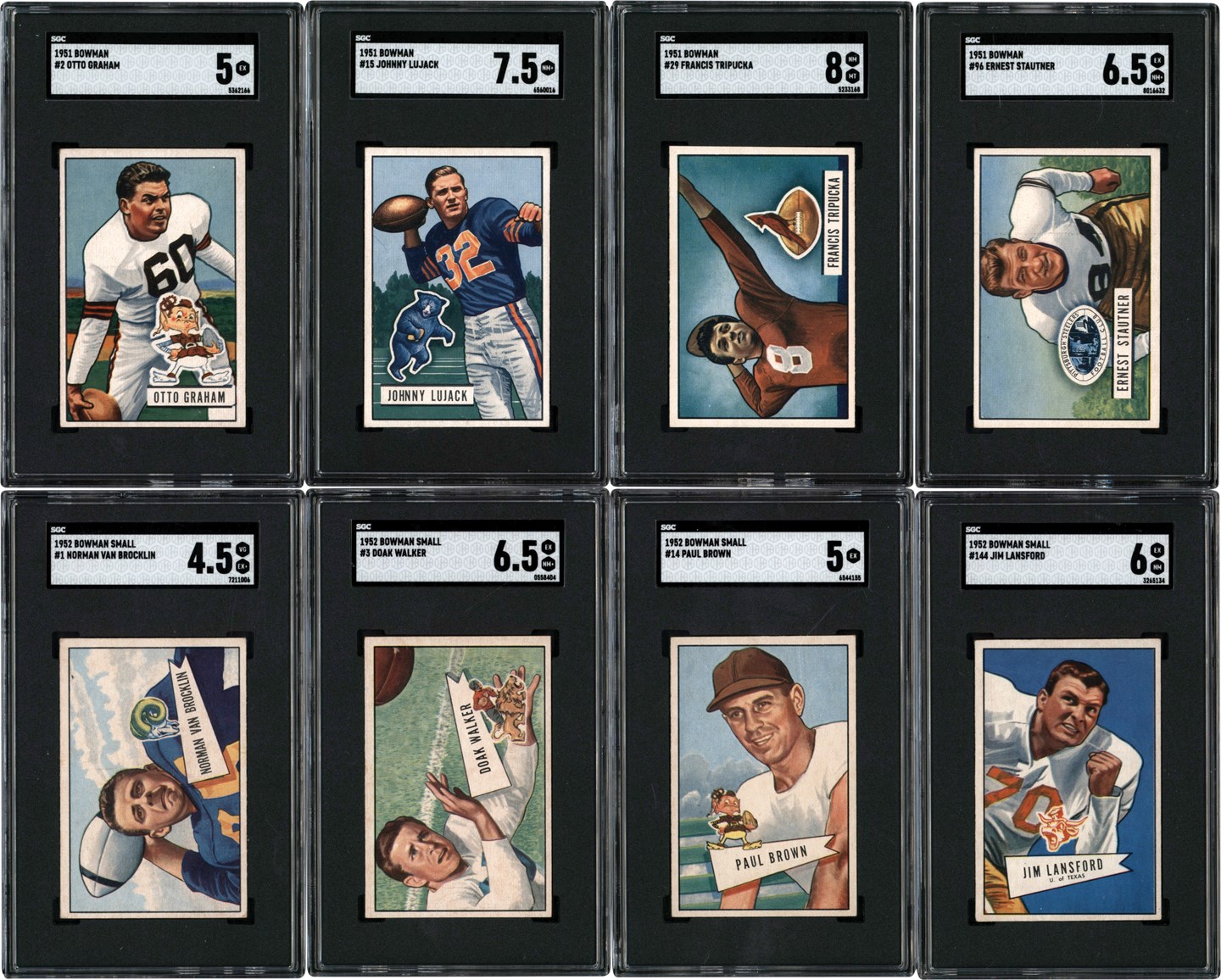 - 1951-1952 Bowman Football SGC Collection (17) with Hall of Famers
