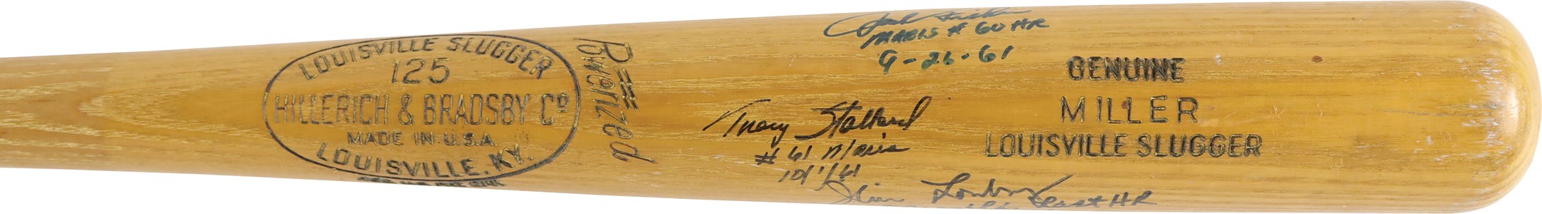 Baseball Autographs - Mickey Mantle and Roger Maris Home Run Pitchers Signed Bat