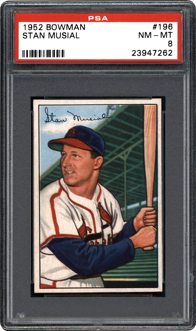 - 1952 Bowman Baseball #196 Stan Musial Card PSA NM-MT 8