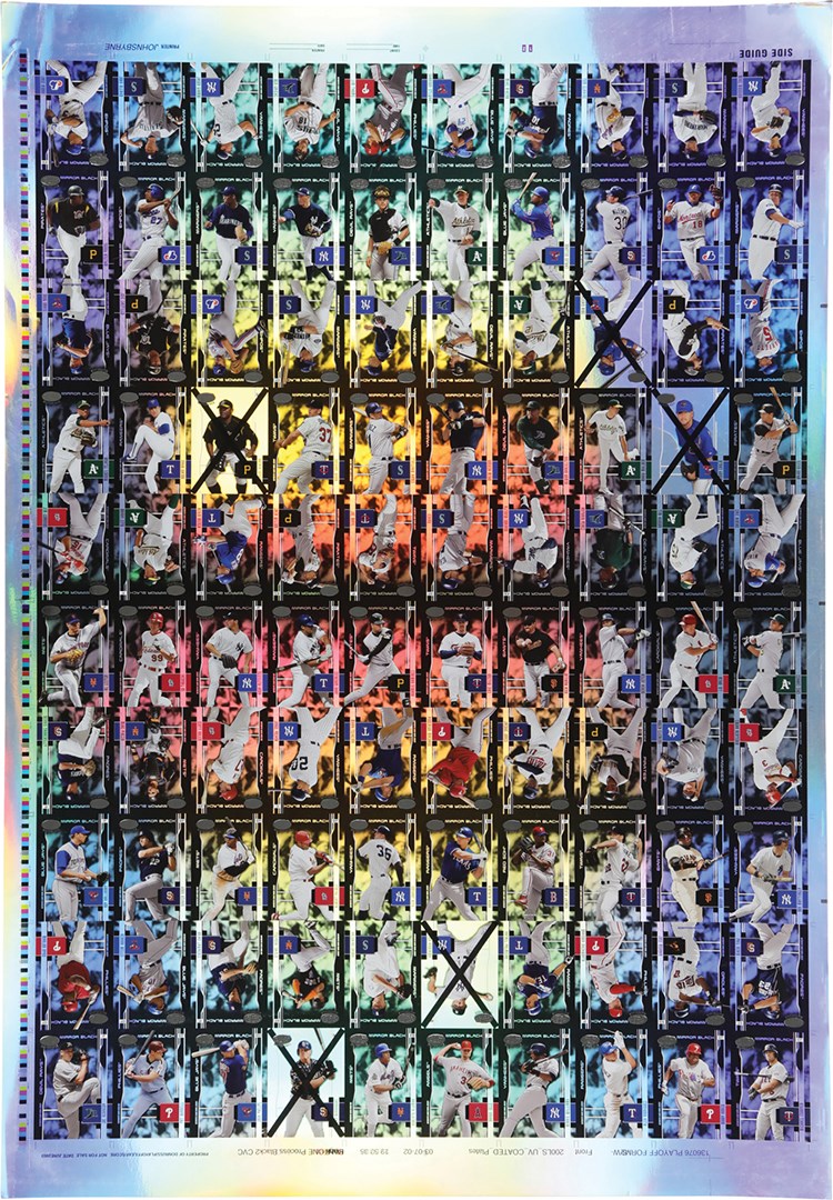 - 2003 Leaf Certified Materials Game Used "1/1" Mirror Black Uncut Sheet - Only Known Example