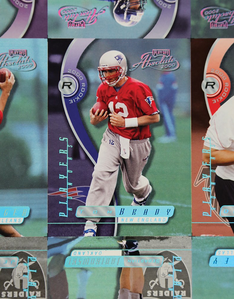 - 2000 Playoff Absolute Football Players Honors 100-Card Uncut Sheet with Tom Brady Rookie - Only Known Example