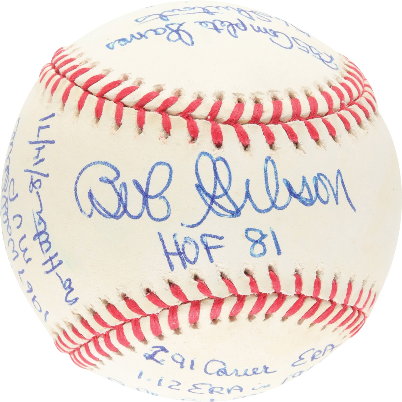 - Bob Gibson Signed and 16x Inscribed Stat Baseball