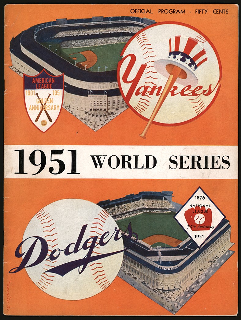 Baseball Memorabilia - 1951 New York Yankees vs. Brooklyn Dodgers "Phantom" World Series Program