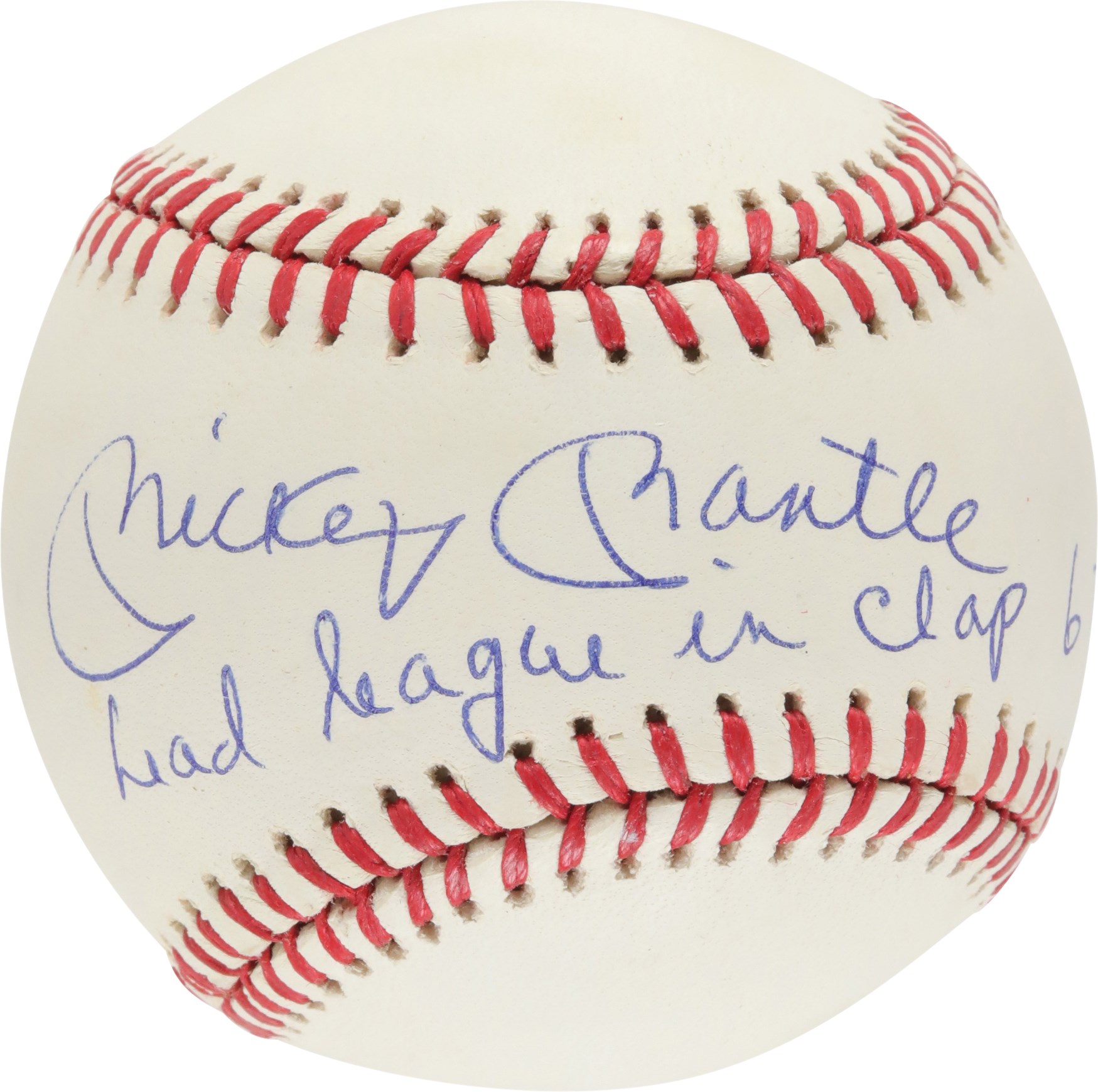 - Mickey Mantle "Lead the League in Clap 6 Times" Single-Signed Ball (PSA)