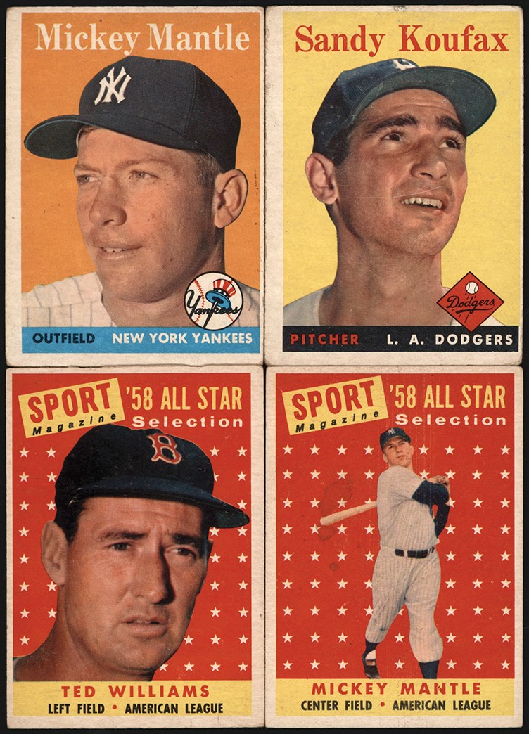 - 1958 Topps Baseball Card Collection w/Both Mickey Mantles (650+)