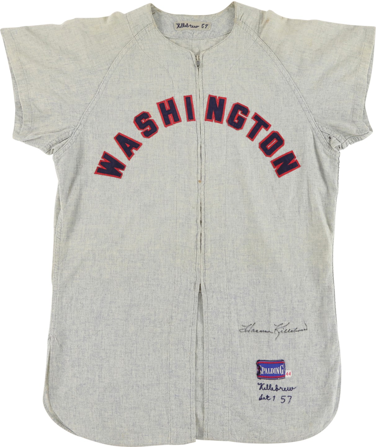- 1957 Harmon Killebrew Washington Senators Signed Game Worn Jersey