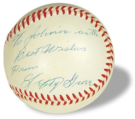 Single Signed Baseballs - Lefty Grove Single Signed Baseball