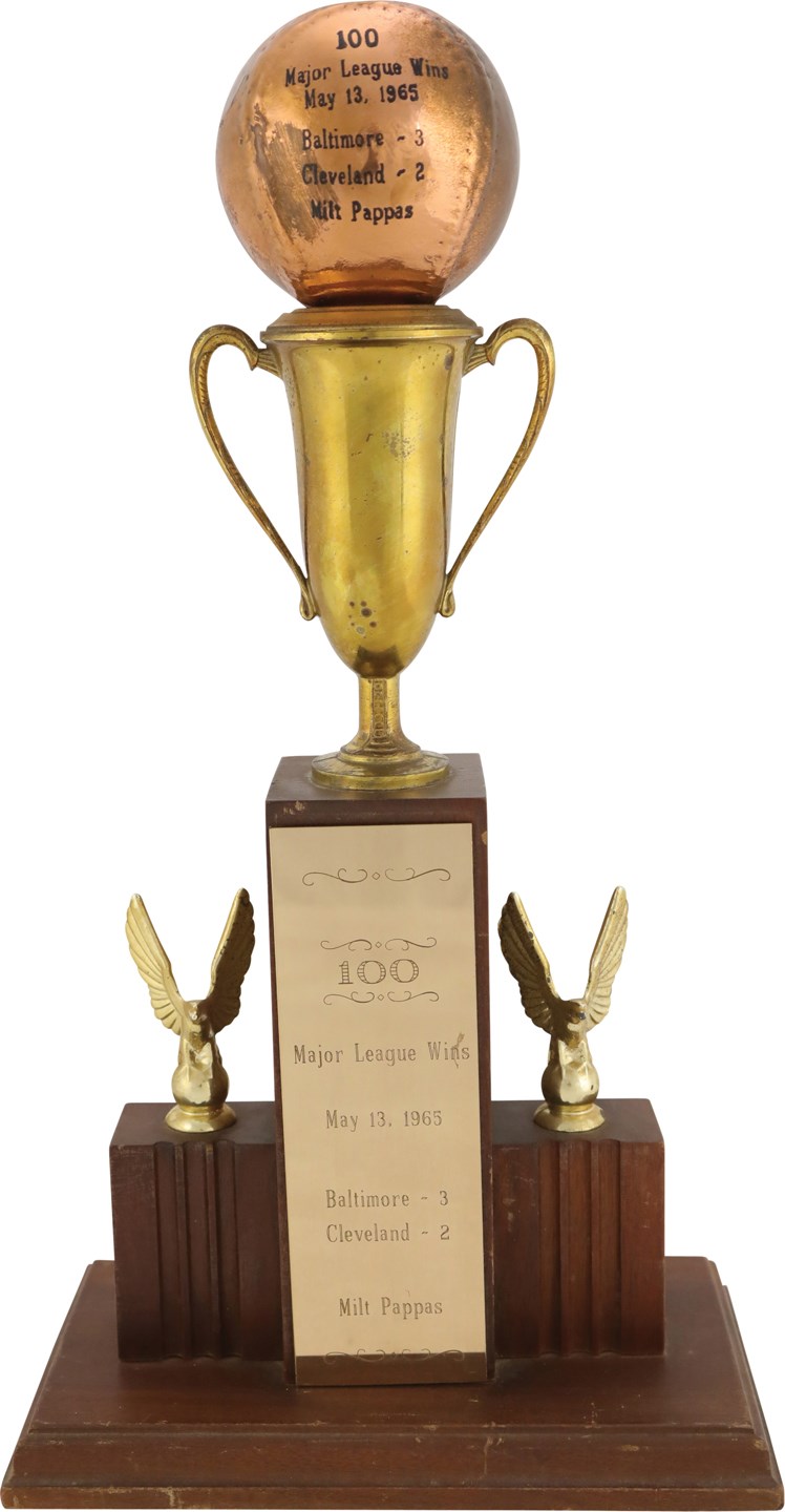 - 1965 Milt Pappas 100th Major League Win Trophy