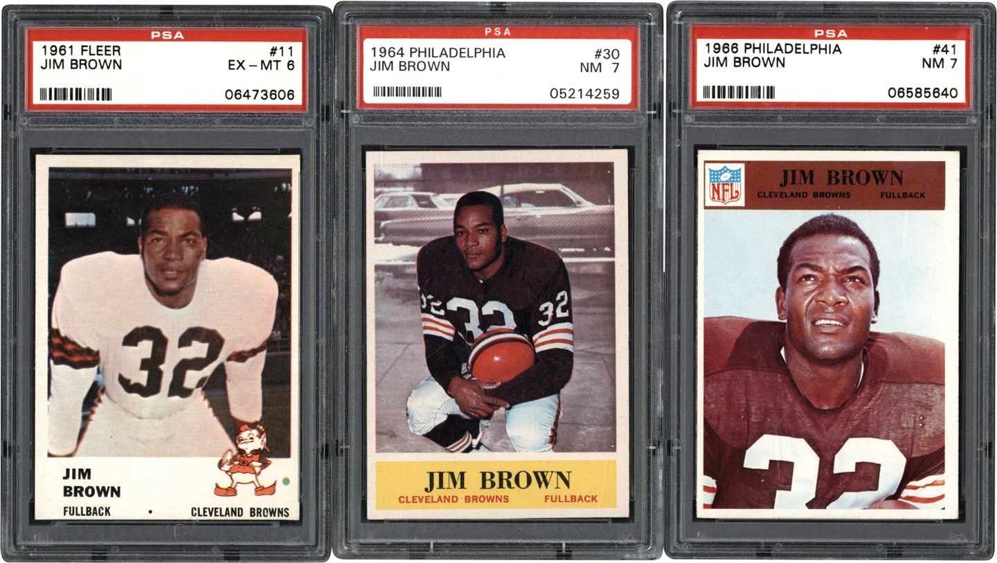 - 1961-1966 Fleer & Philadelphia Jim Brown PSA Collection (3)