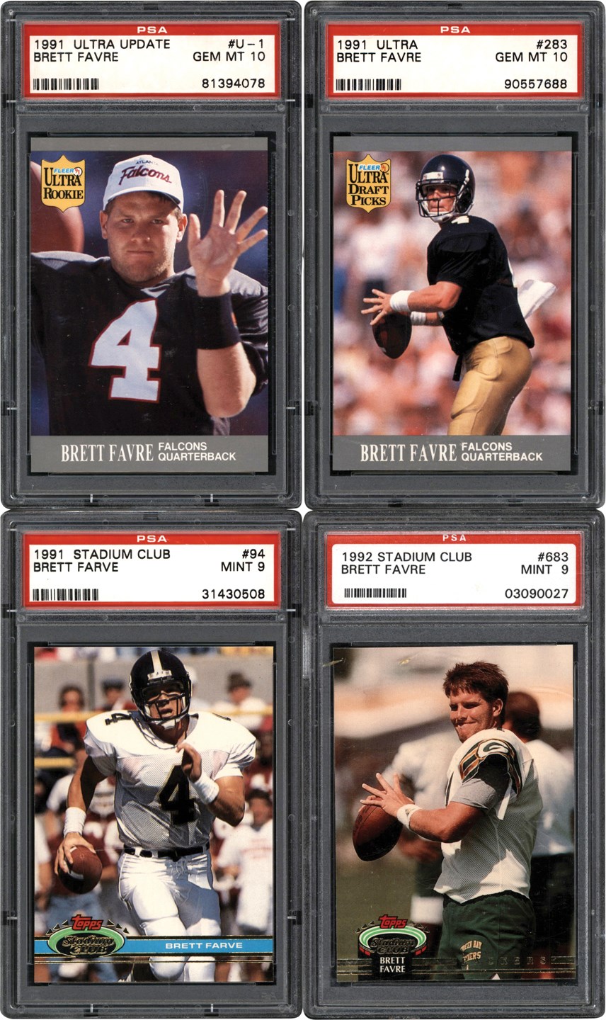 - 1991-1992 Brett Favre Card Collection w/(10) Rookie Cards PSA (11)