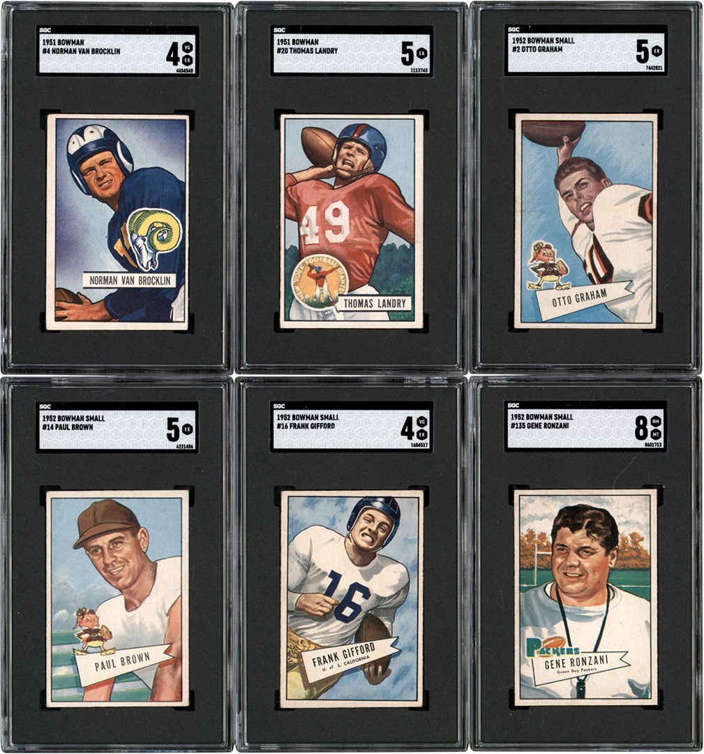 - 1951 & 1952 Bowman Football Collection w/SGC Tom Landry & Frank Gifford Rookie Cards (93)