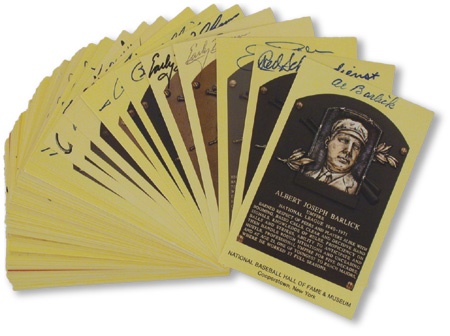 Baseball Autographs - Signed Yellow Baseball Hall of Fame Plaques (148)