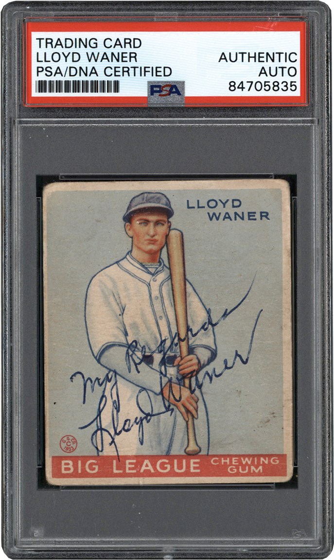 - 933 Goudey Baseball #164 Lloyd Waner Signed Card (PSA)