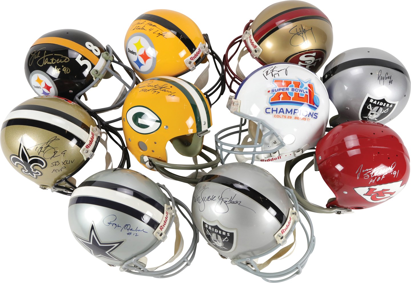 - NFL Hall of Famers Signed Full Size Helmets (10)