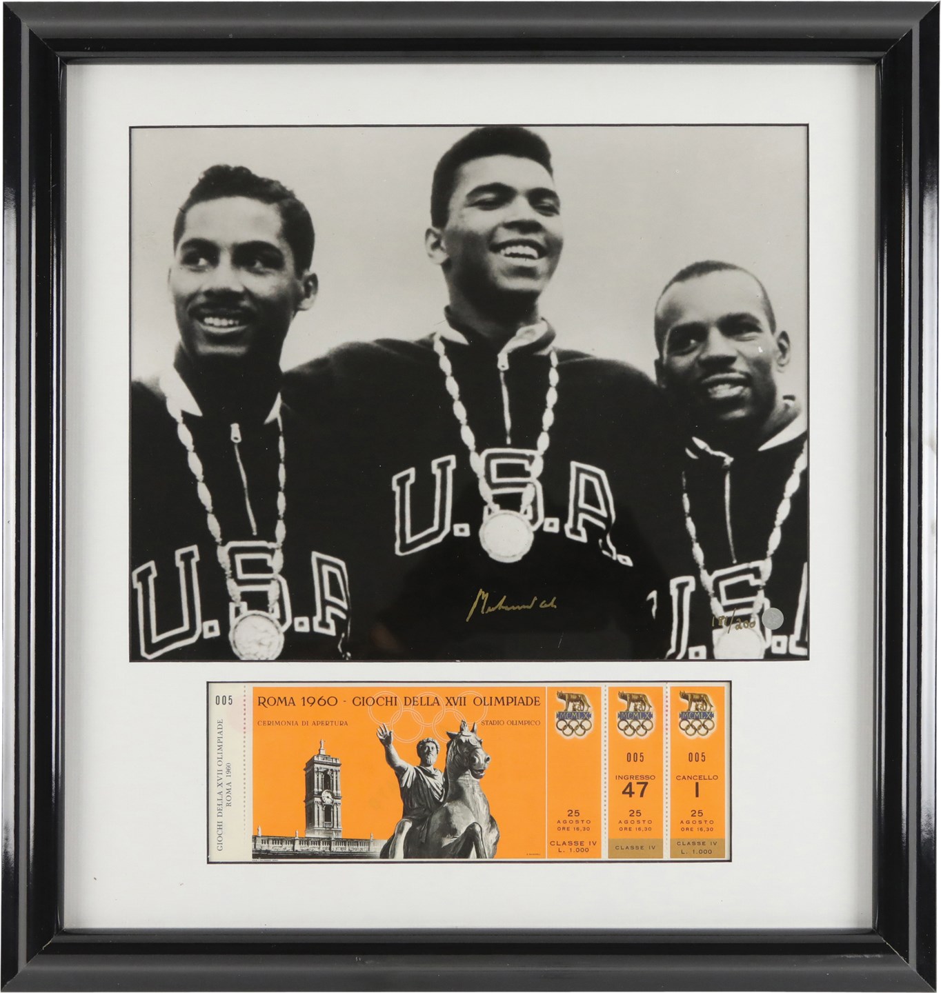 - Muhammad Ali Signed Limited Edition Olympics Oversize Photograph with 1960 Rome Olympics Full Ticket (LOA)