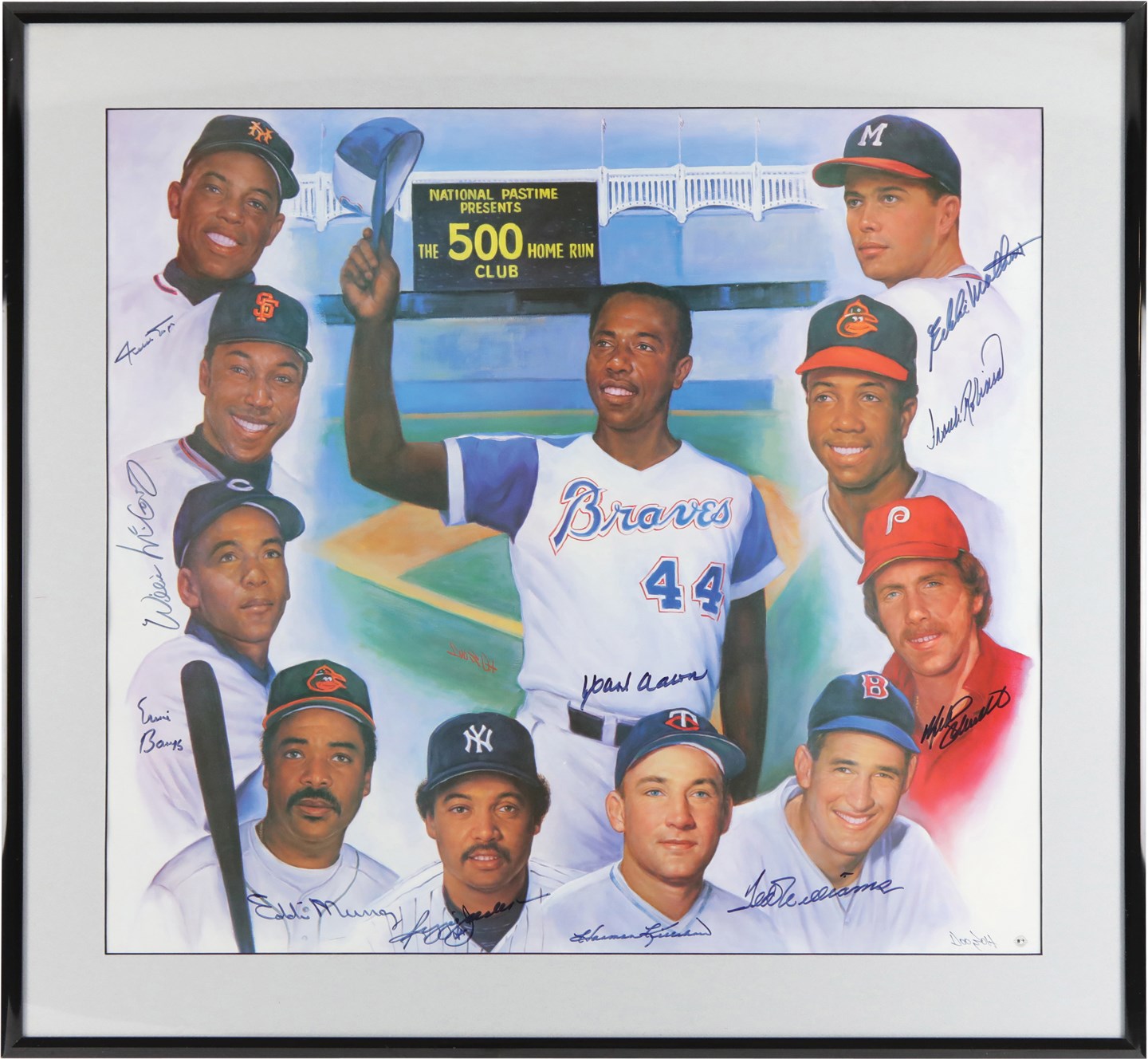 - 500 Home Run Club Signed Oversize Lithograph w/Ted Williams