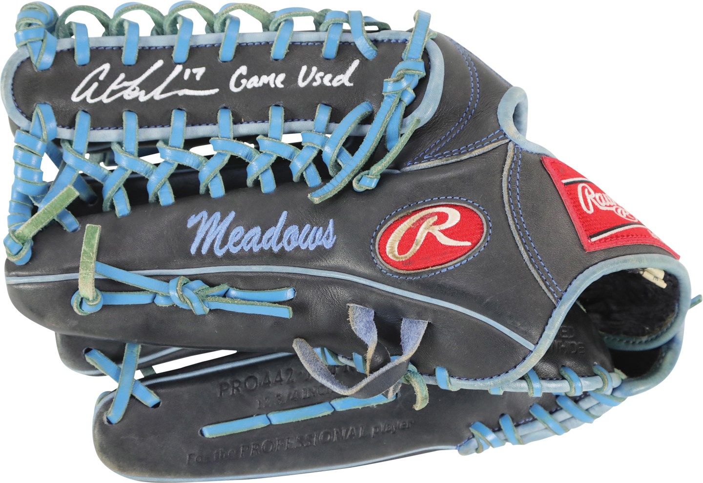 - 2020 Austin Meadows World Series Tampa Bay Rays Signed Game Used Fielder's Glove (Photo-Matched)