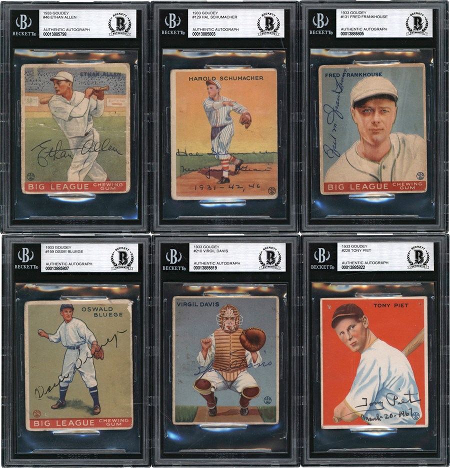 - Signed 1933 Goudey Baseball Collection (6) - All Beckett Authrnticated