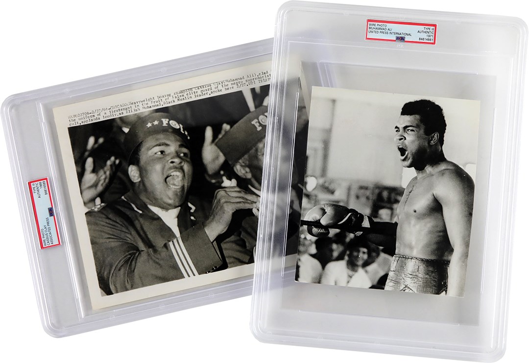 Vintage Sports Photographs - 1966-1971 Muhammad Ali PSA Type III Wire Photo Collection (2)