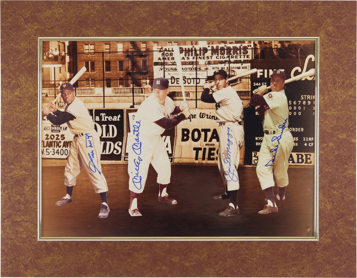 Baseball Autographs - Mays, Mantle, DiMaggio & Snider Signed Oversized Photograph (PSA)