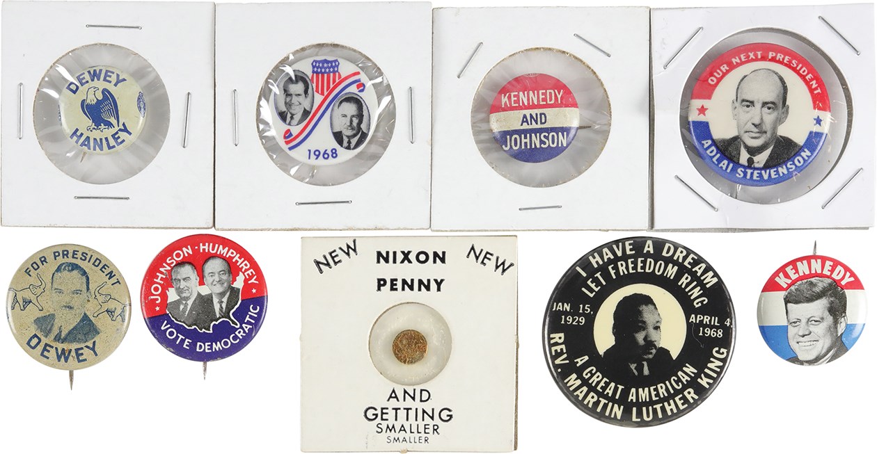 Rock And Pop Culture - 1880-1960s Political Pin Collection (30) w/John F Kennedy