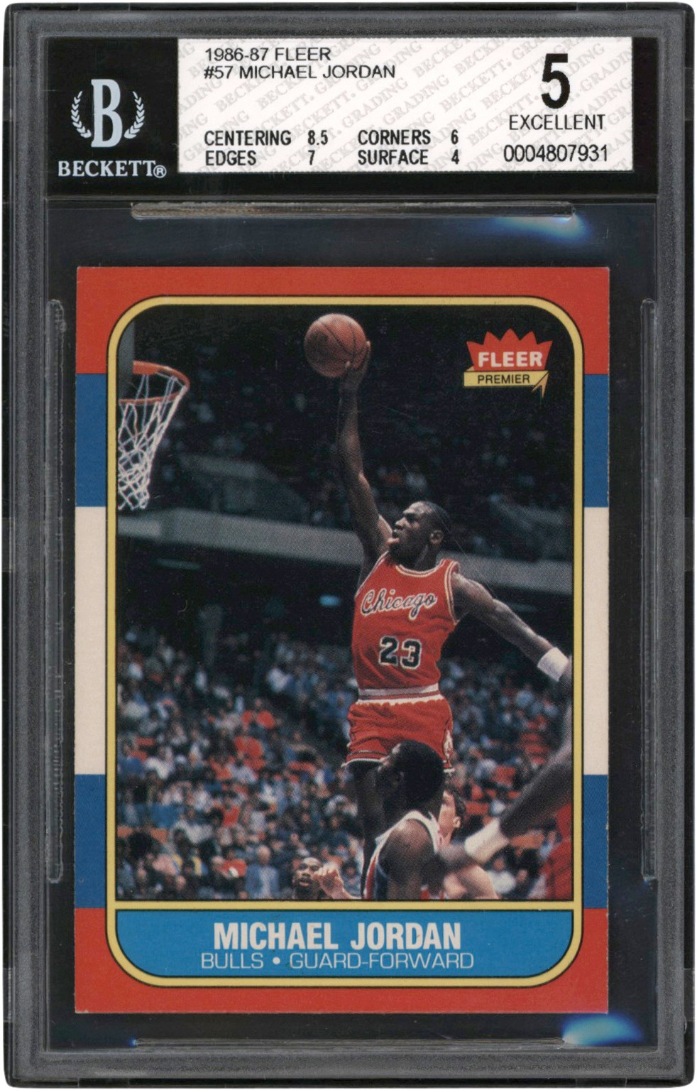 Basketball Cards - 1986-1987 Fleer Basketball #57 Michael Jordan Rookie Card BGS EX 5